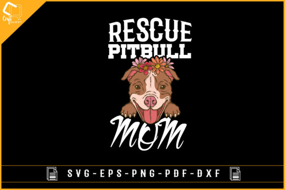 Rescue Pitbull Dog Sublimation Design for Crafts and Graphics